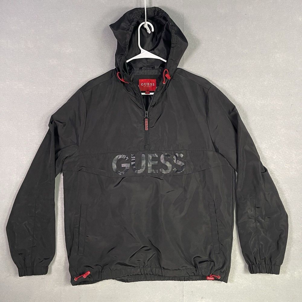 Guess Windbreaker Men Black Small Rain Coat Athleisure Jacket‎
